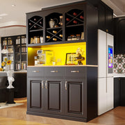 Credenza 120x40x180 cm con LED e ripiani regolabili in MDF nero