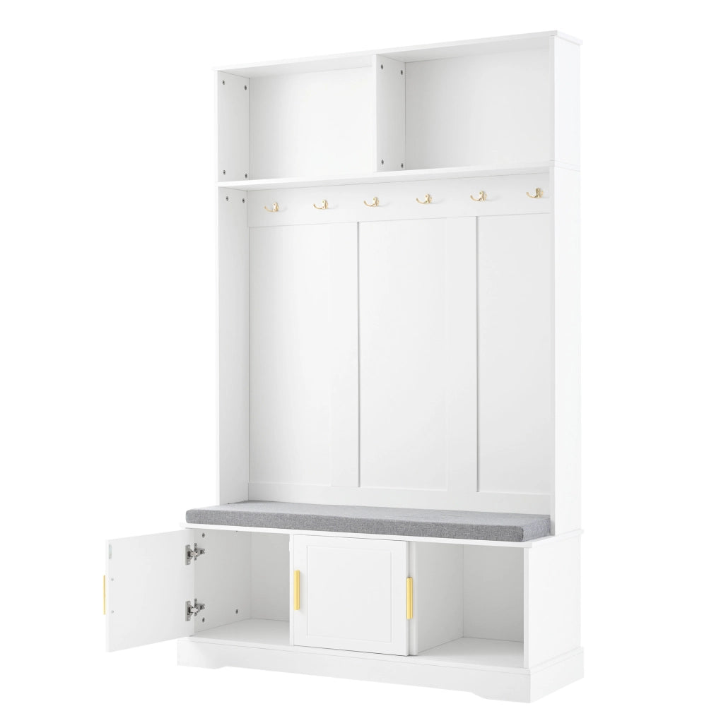 Appendiabiti da ingresso con panca e scarpiera bianco