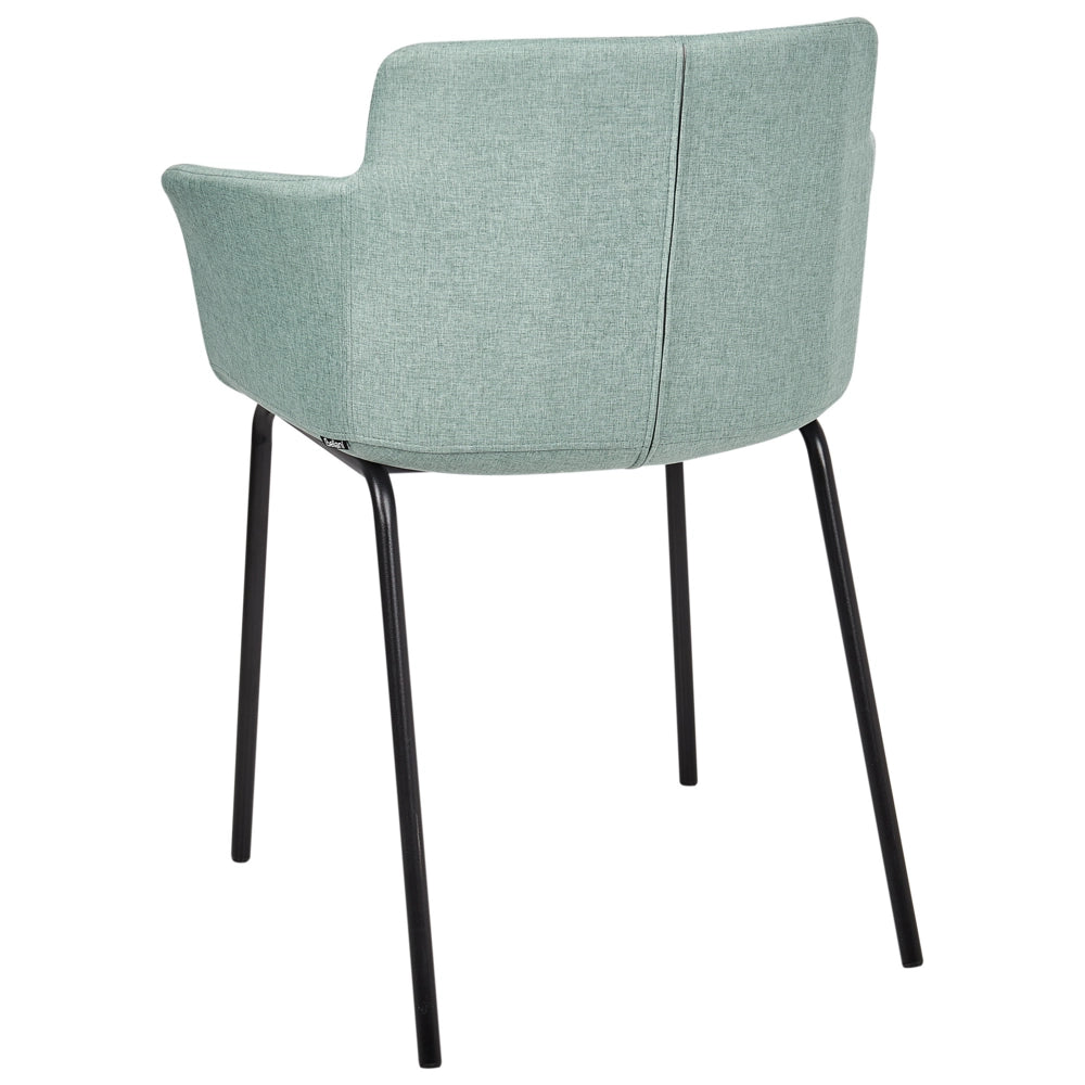 Set di 2 sedie da pranzo con rivestimento in poliestere verde menta e gambe in metallo nere stile moderno
