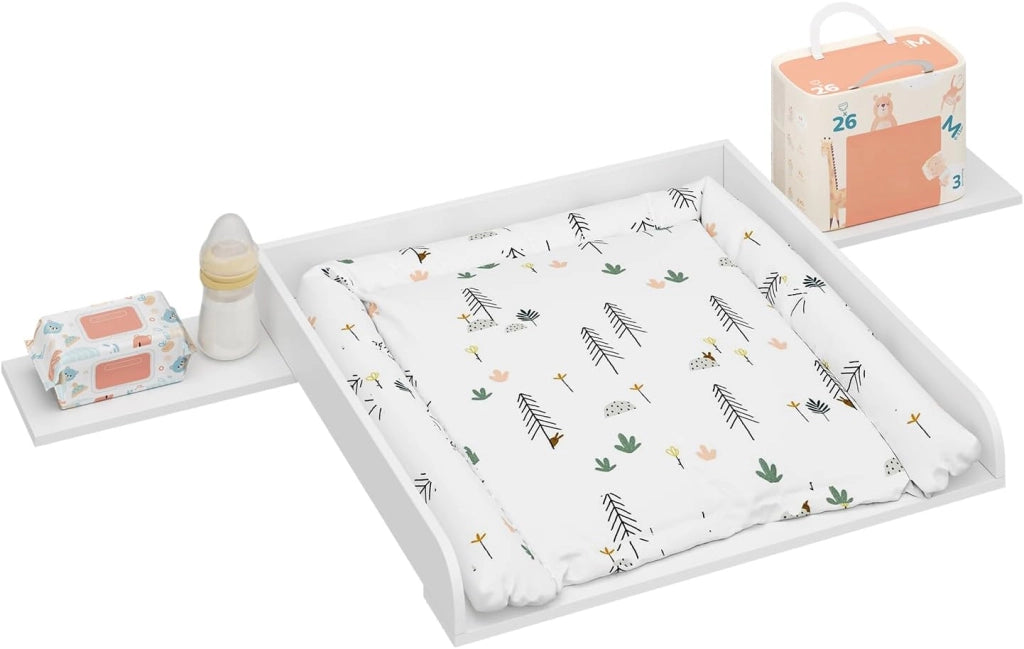 Fasciatoio Neonato, Fasciatoio Universale per Cassettiera con 3 Bordi Rialzati, Profondità Regolabile 47-50 cm, in MDF, 160x80x10 cm (80x80 cm per Bambini)