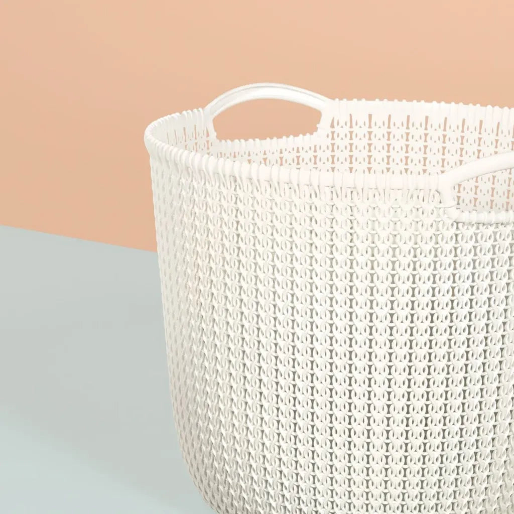 Curver Cesta Portaoggetti Knit Rotonda L 30L Bianco Crema 443843