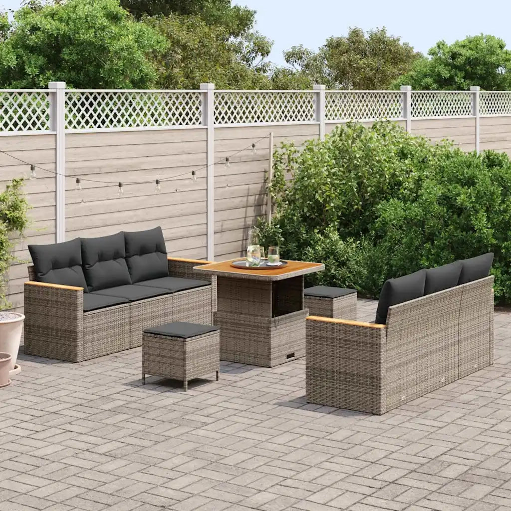 Set Divano da Giardino con cuscino 11 pcs Grigio polyrattan 3364948