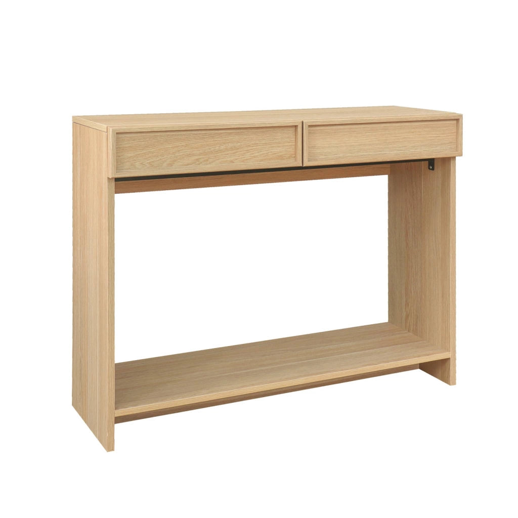 Console effet legno 2 cassetti e ripiano, 100cm, marrone naturale