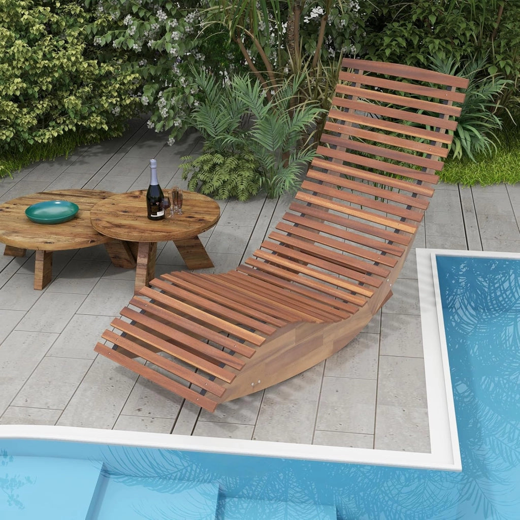 Lettino Prendisole con Altalena in Legno di Acacia, Resistente alle Intemperie, Portata 160 kg, 60x157x76 cm, per Giardino, Cortile e Piscina (1, 60 x 157 x 76 cm)
