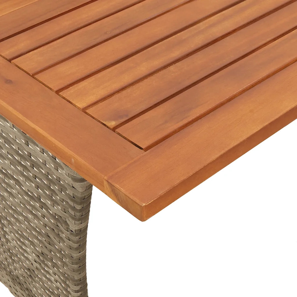 Tavolo Giardino | Tavolino da esterno Piano Legno Acacia Grigio 105x75x72 Polyrattan