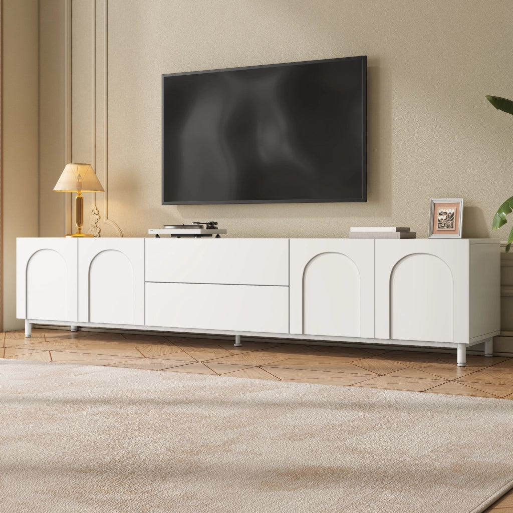 MOBILE TV 180x40x48 cm Bianco con 4 ante e 2 cassetti