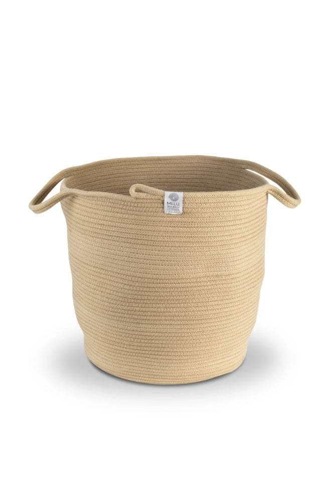 Cheonda - Cesto cilindrico prodotto a mano Plam 50cm Colore: Beige e Mattone