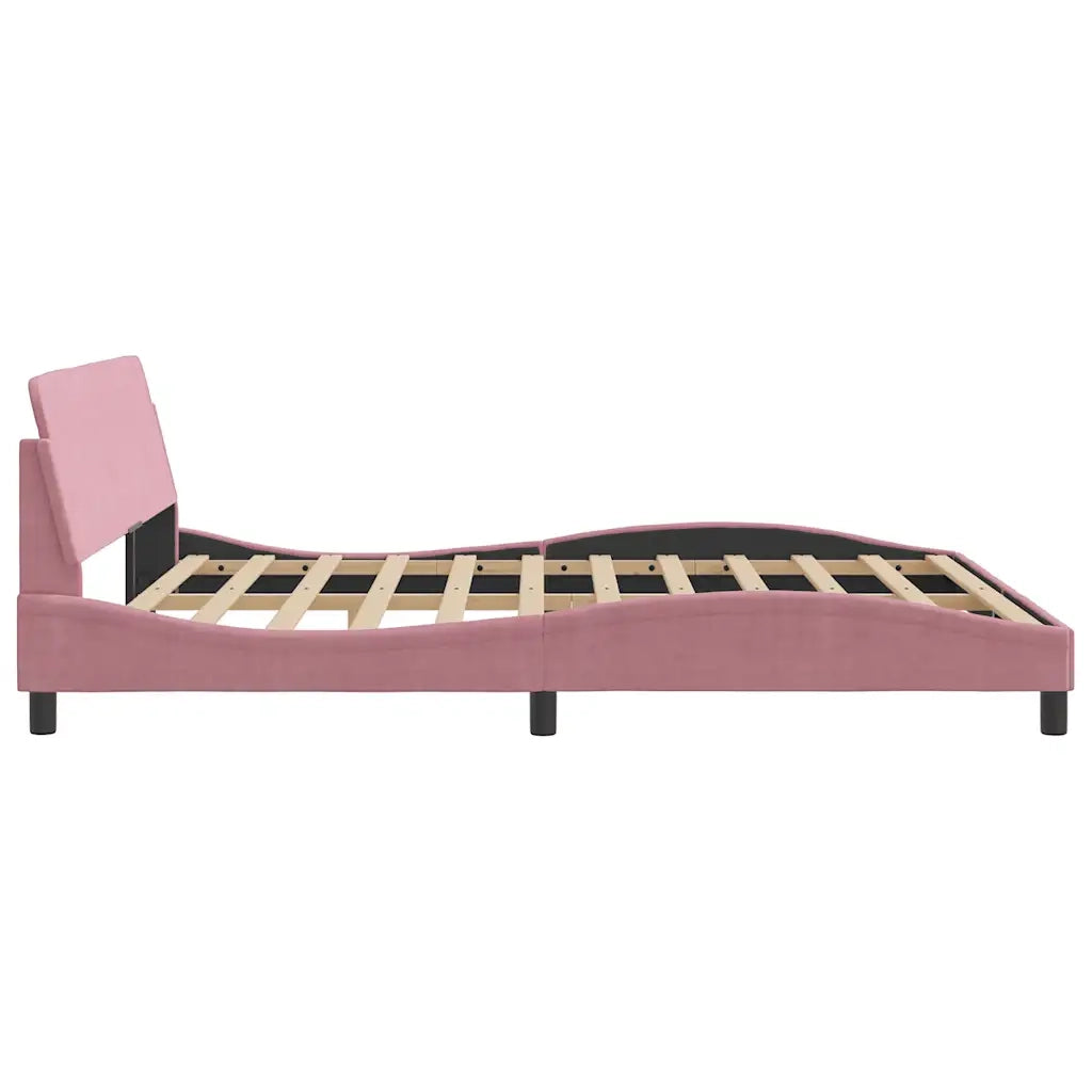 Giroletto con Testiera-Struttura Letto con testiera Dover Rosa 180x200 cm Velluto