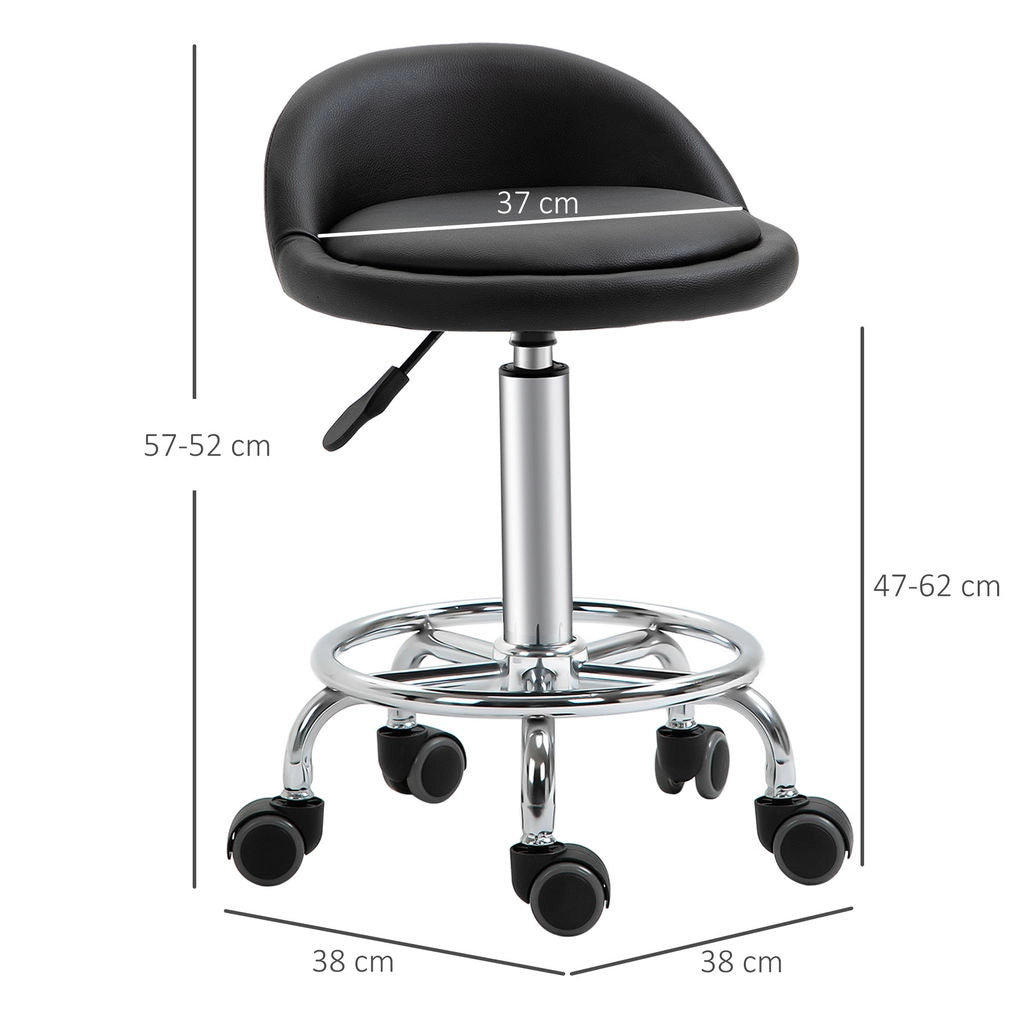 SET 2 SGABELLI GIREVOLI CON RUOTE RIVESTIMENTO SIMILPELLE 38X38X57-72CM