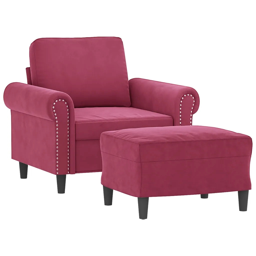 Poltrona | Sedia Relax con Poggiapiedi Rosso Vino 60 cm in Velluto