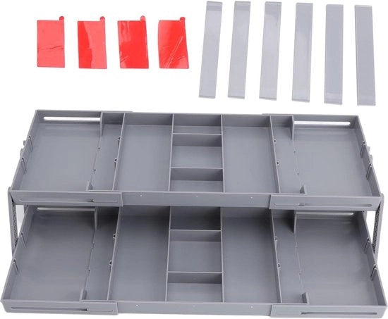 Organizzatore di carreggiata espandibile - Scrivania organizzatore pieghevole - Multi livelli - Contenitore per trucco - Organizzatore di tavolo - Oggetti di uso comune - 2 livelli.
