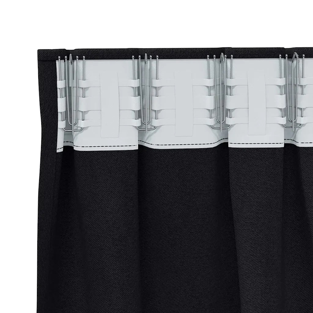 Tende Blackout con Anelli 2 pcs Nero 260 x 140 cm Poliestere 4107432