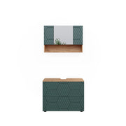 Vicco Set mobili bagno Quercia verde/oro 2 parti, base 80 cm