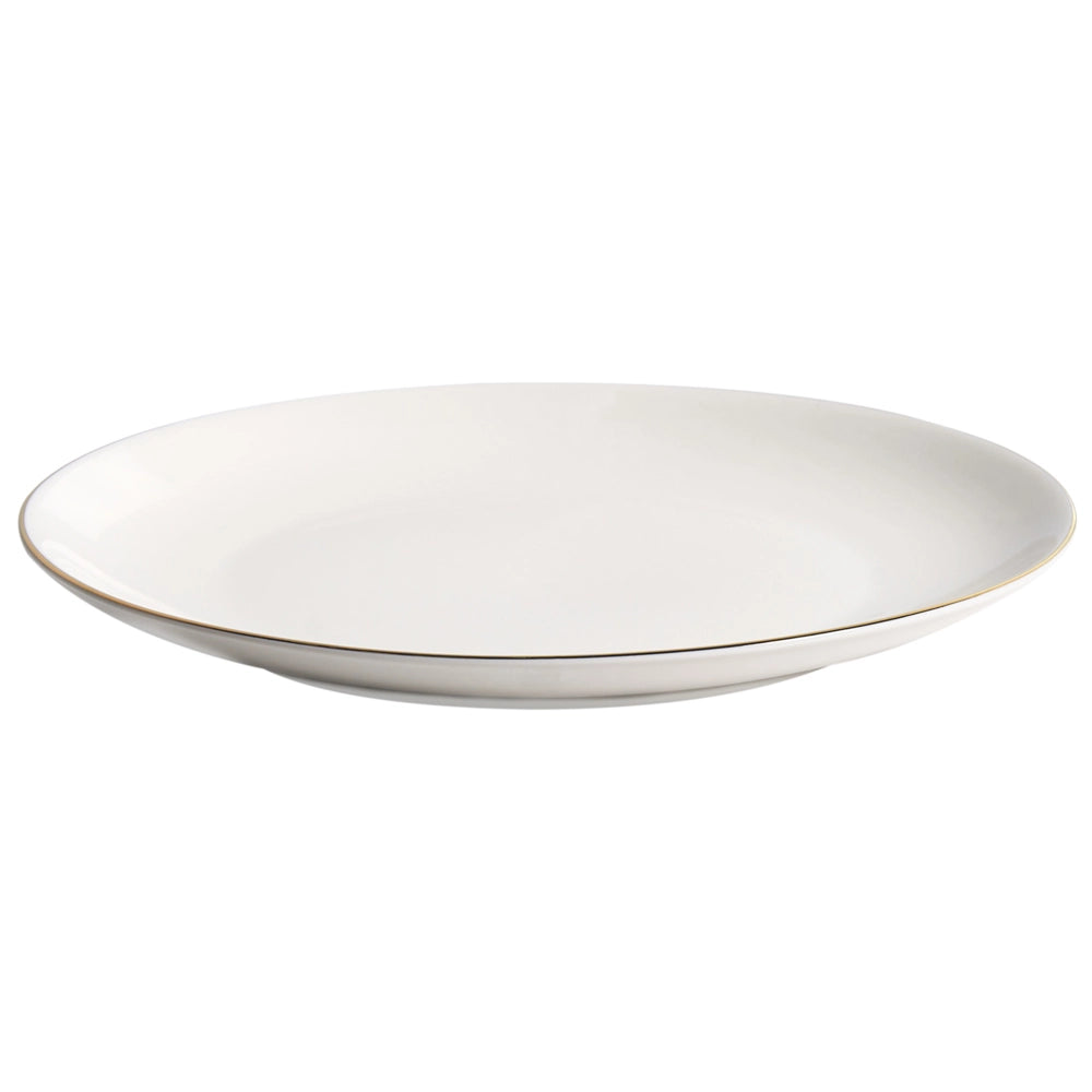 Set da 12 pezzi di servizio da tavola in porcellana bianco sporco con bordi decorati in oro e finitura smaltata trasparente – Per cucina e sala da pranzo