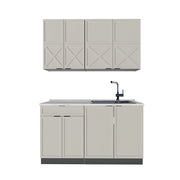 Cucina completa Fame-Line GrigioBeige/Antracite 140 cm, PL Marmo Vicco