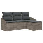 Set di divani con cuscino 4 pz | Set Salotto da Giardino Grigio polyrattan