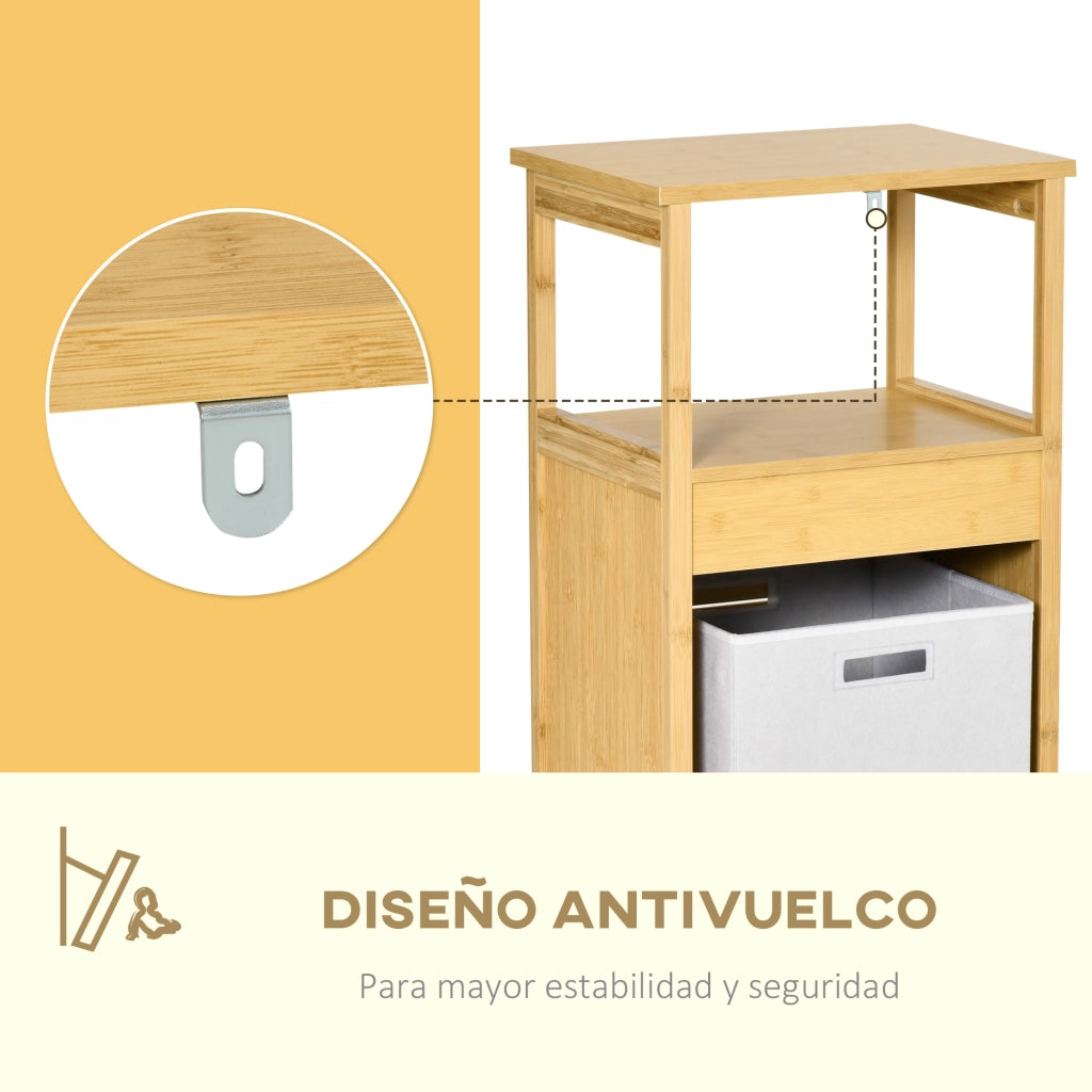 Mobiletto da bagno in bamb¨´ con ripiani e cassetto ¨C zephmum ¨C 40x30x86,5 cm naturale