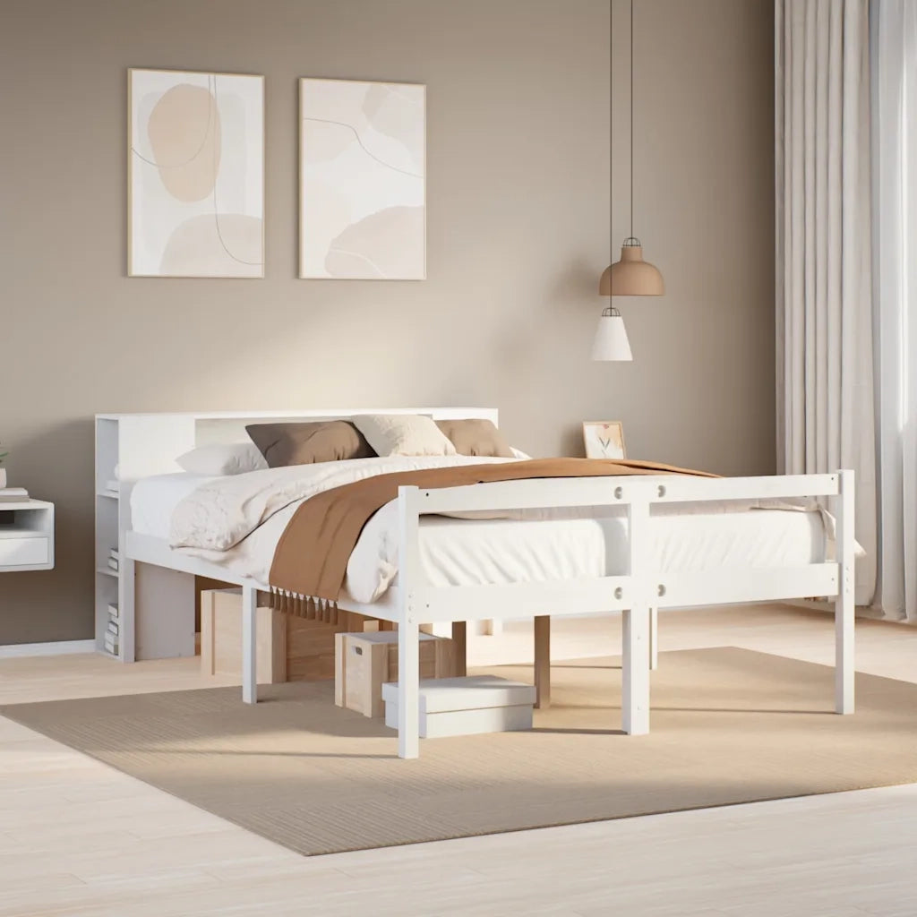 Letto Libreria senza Materasso Bianco 120x190 cm Legno di Pino 3321962
