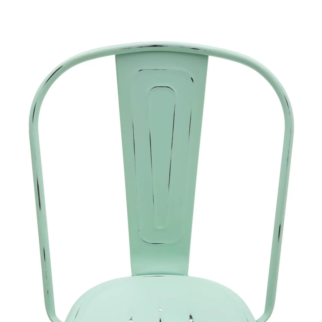 Set 6 sedie stile industry in metallo verde acqua anticato l.45 h.85 p.50 hs.46 - Mobili 2G