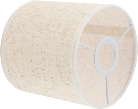 Lampada da tavolo con copertura in lino - forma a tamburo - sostituzione per lampade da tavolo e da terra - colore riso - 15x15 cm - illuminazione elegante