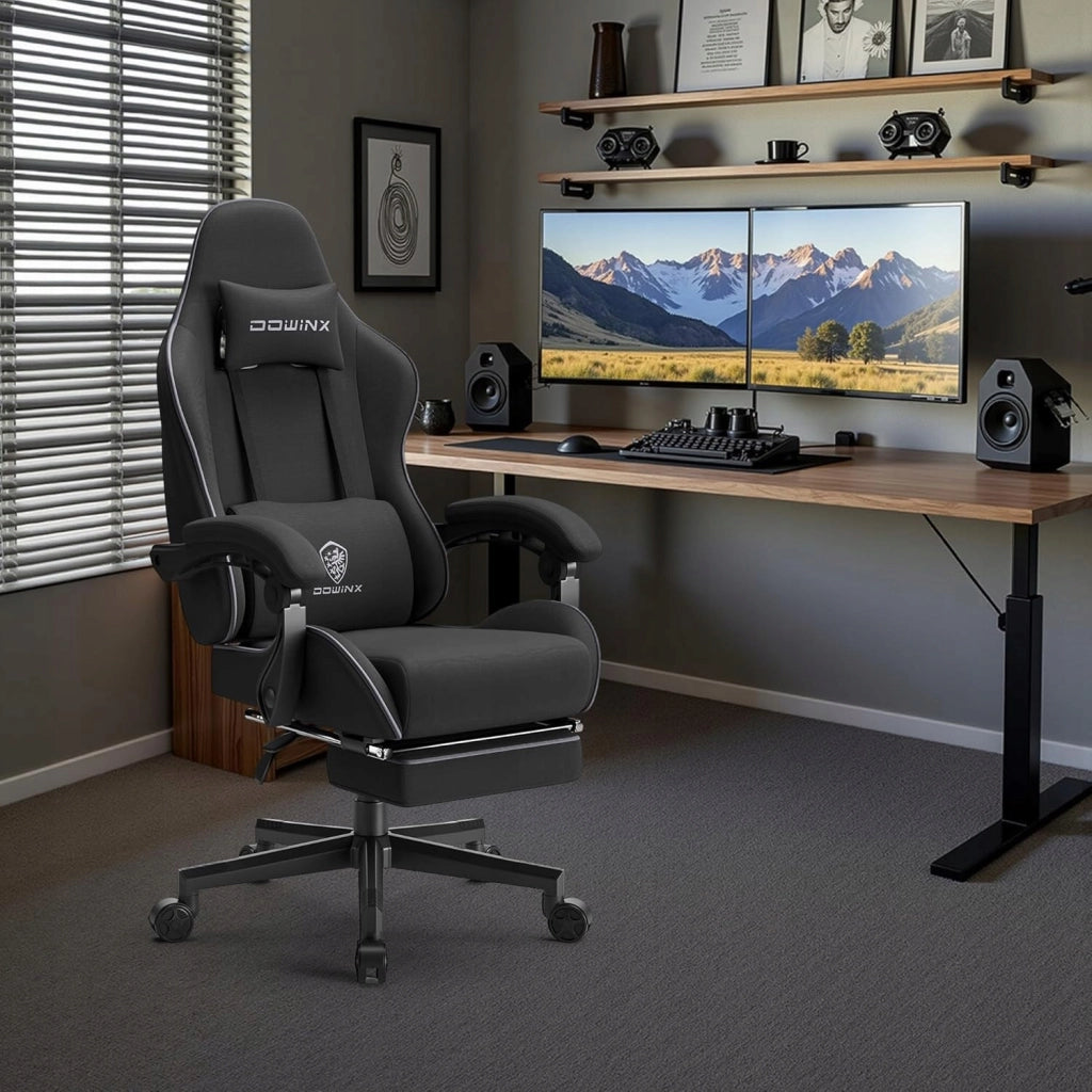 Sedia Gaming DOWINX Nera con Molle Insacchettate; Poggiapiedi e Schienale 90°-135°