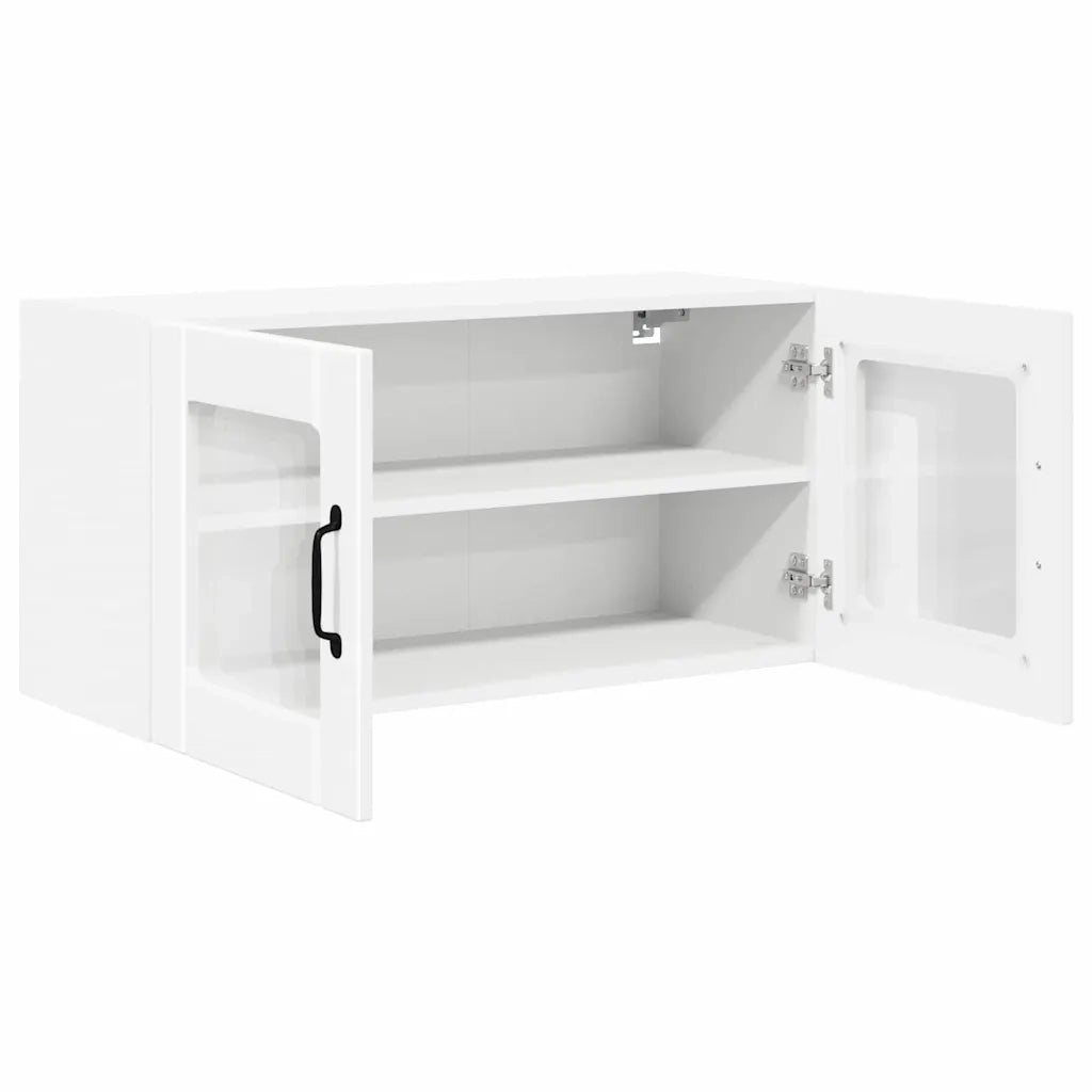 Pensile da cucina | Mobile in vetro da parete PORTO Bianco 80 x 31 x 40 cm