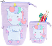 Etui 2 in 1 con chiusura a raccordo, etui e penne per ragazze, etui in piedi, etui telescopico, penne per ragazze e studentesse