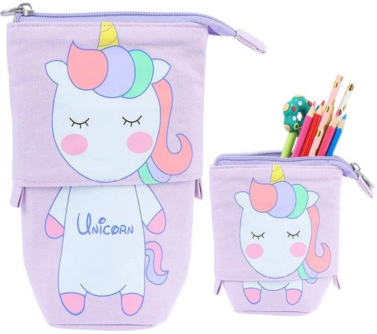 Etui 2 in 1 con chiusura a raccordo, etui e penne per ragazze, etui in piedi, etui telescopico, penne per ragazze e studentesse