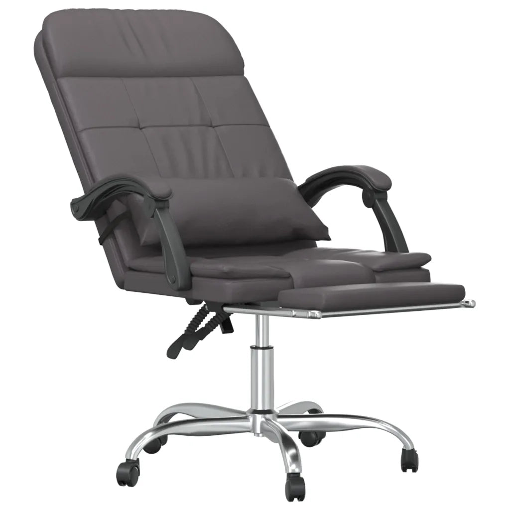 Poltrona da Ufficio Massaggiante | Sedia Relax Reclinabile Grigio Similpelle