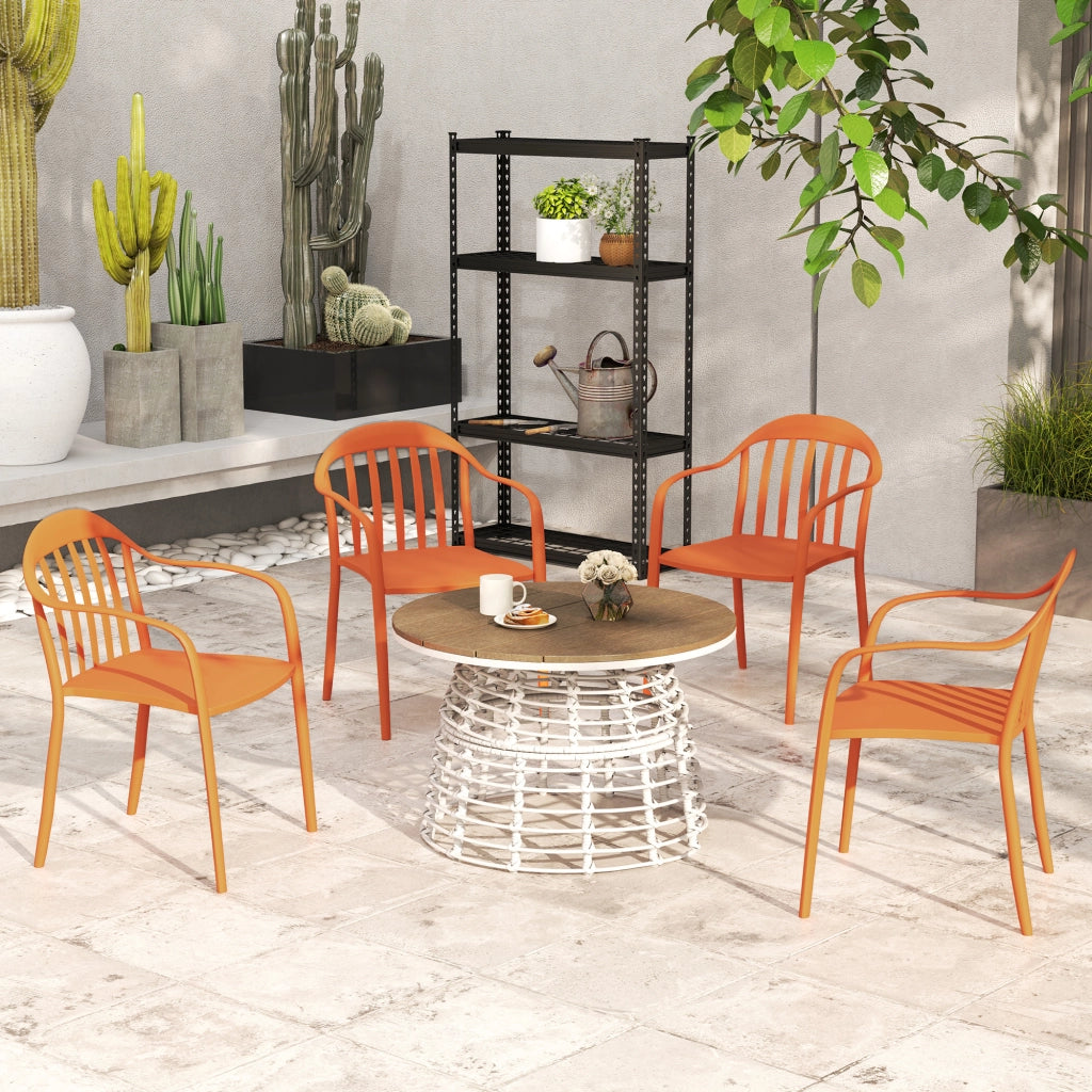 Set 4 Sedie da Giardino Pieghevoli con Braccioli ¨C zephmum ¨C Grigio Plastica