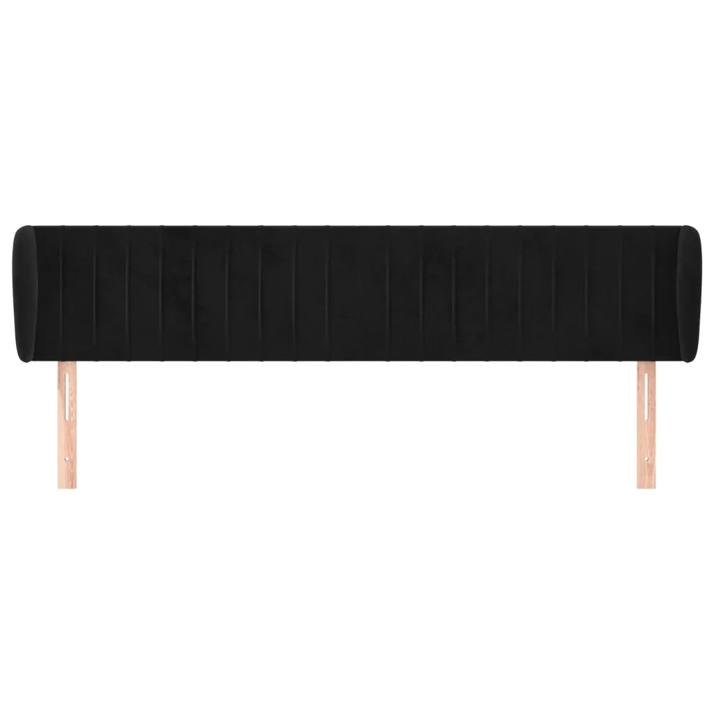 Testiera | Testata ad Orecchio Nera 203x23x78/88 cm in Velluto
