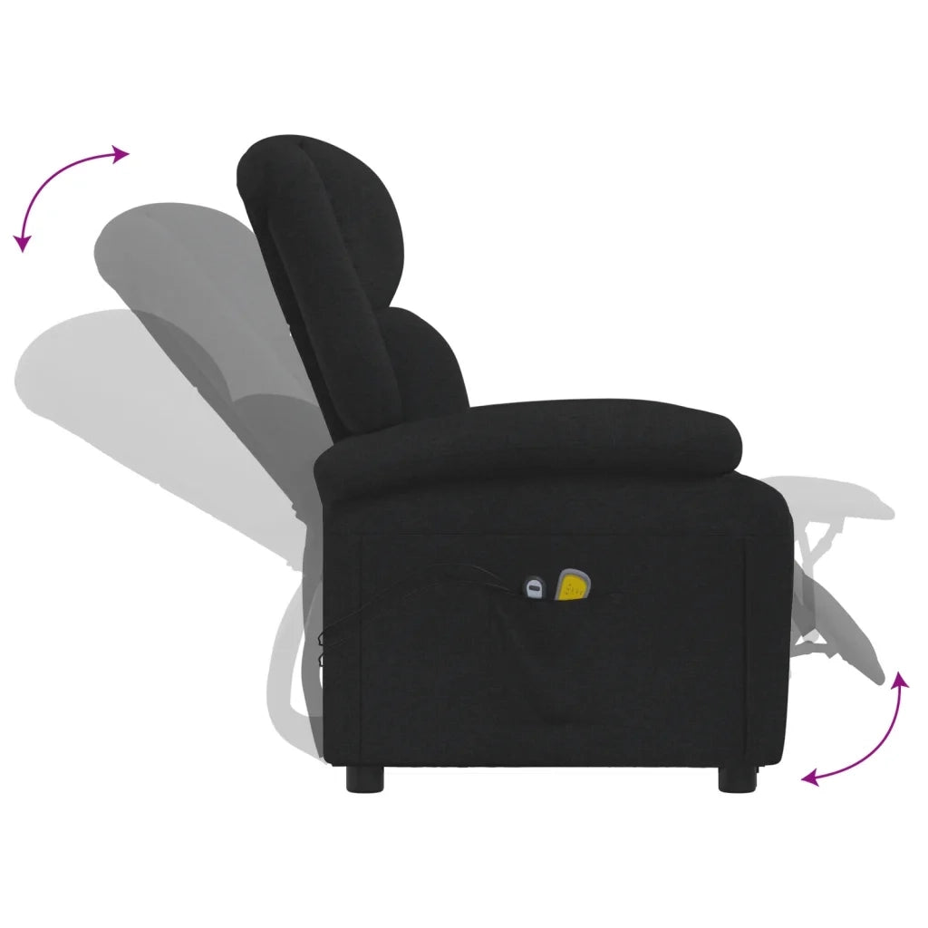 Poltrona Elettrica Massaggiante Reclinabile Nera in Tessuto cod mxl 48055