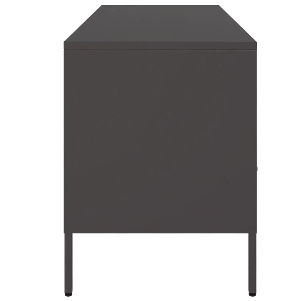 Mobile TV multimediale scaffale TV credenza mobile TV sala da pranzo soggiorno camera da letto 100,5 x 39 x 50,5 cm acciaio nero 02_0025545
