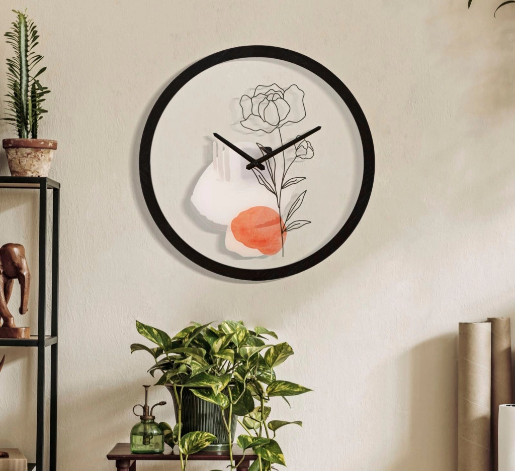 Orologio da Muro Flower 1 Ø 40x3,5 cm in Ferro e Vetro