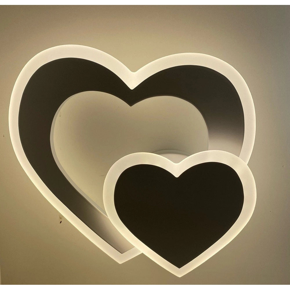 Trade Shop - Applique Muro Led Interno Moderno Doppio Cuore 12 W Luce 3000k 4000k 6500k E83-b - -bianco Naturale      -