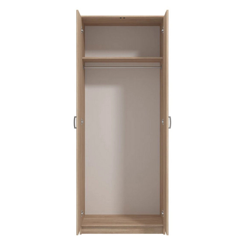 Armadio Camera da Letto Roncaro, Guardaroba 2 Ante Appendiabiti, 80x205h cm Marrone Rovere