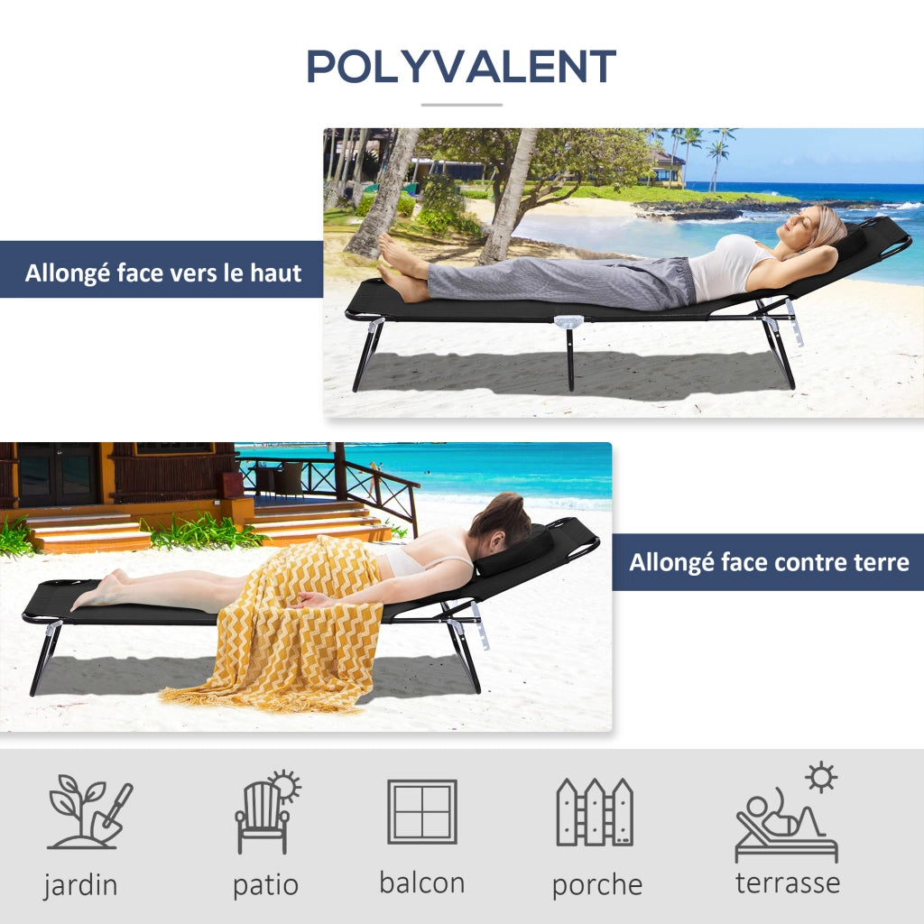 Chaise Longue Pieghevole per Esterno ¨C zephmum ¨C Nero