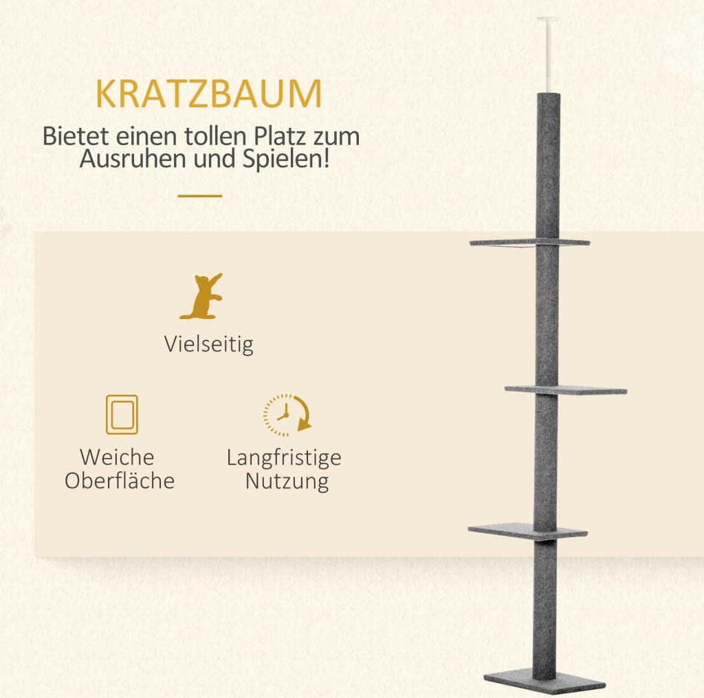 Tiragraffi regolabile da pavimento a soffitto 228-260 cm grigio