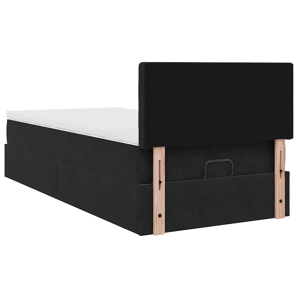Pouf Letto con Materasso e LED Nero 80x200cm in Velluto 3312730