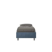 Letto singolo senza rete imbottito 80x190 microfibra blu Azelia
