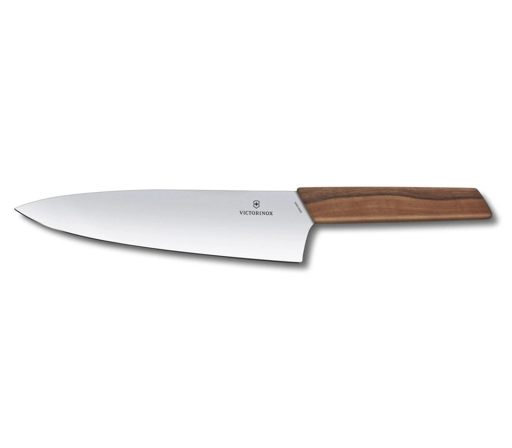 Victorinox 6.9010.20G Swiss Modern Coltello da Intaglio Lama 20 cm in Acciaio Inossidabile Manico in Legno di Noce colore Marrone