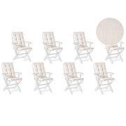 Set di 8 cuscini per sedile/schienale per sedie da esterno con lacci beige chiaro giardino esterno