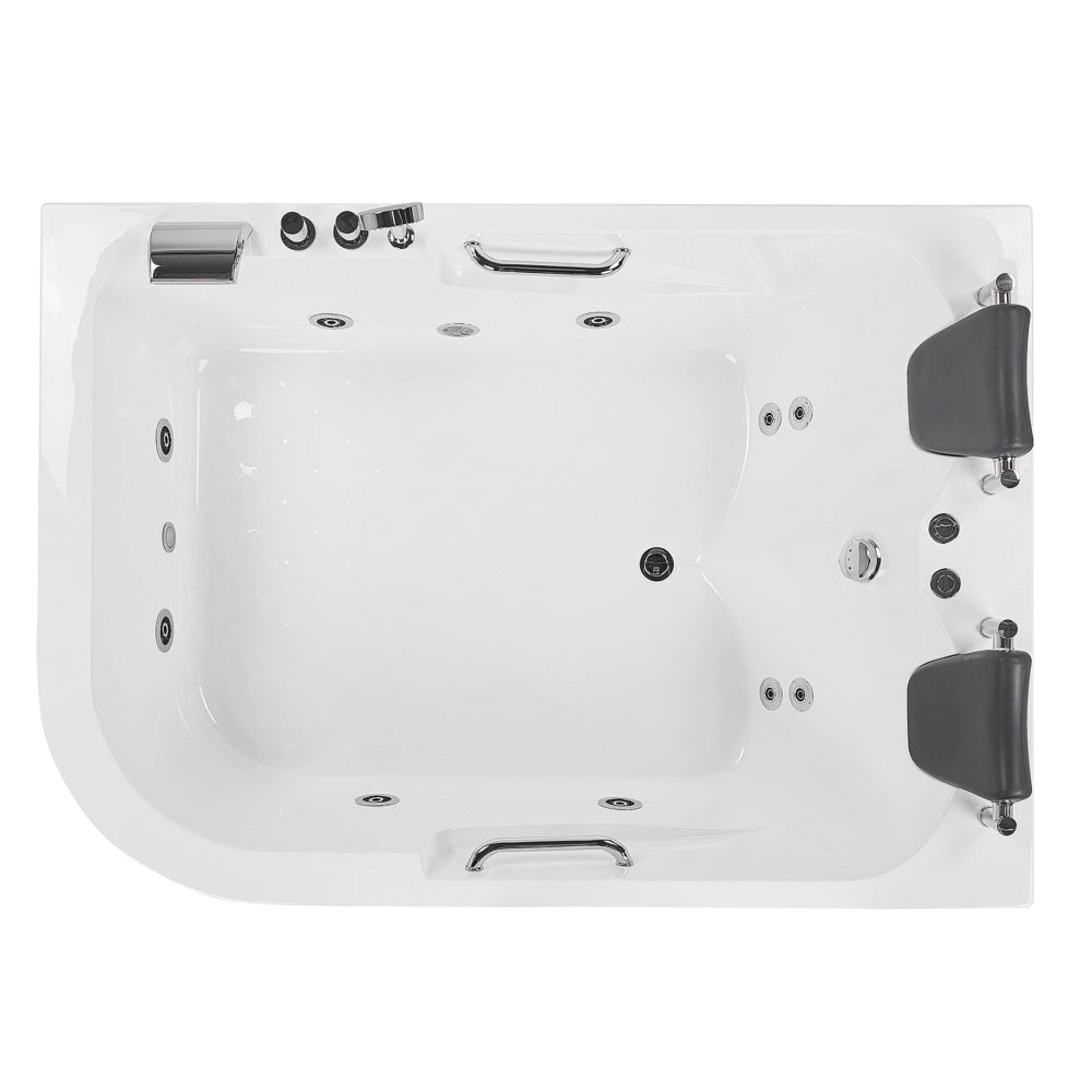 Vasca Idromassaggio Acrilico Bianco 170 x 119 cm Luci LED Subacquee versione sinistra Curva Doppio Idromassaggio
