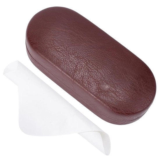 Etui per Occhiali da Sole in PU Pelle con Cassetta Rigida e Sacchetto di Pulizia