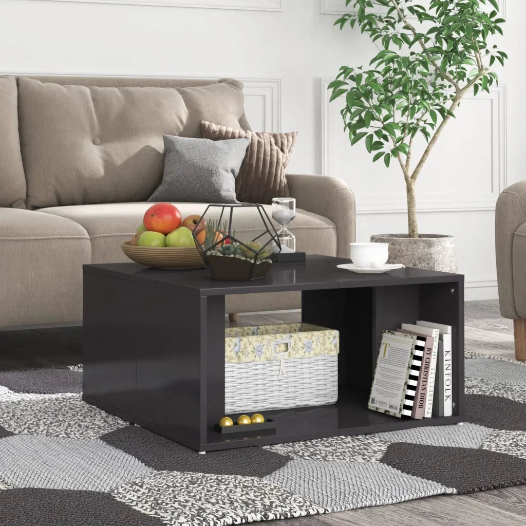Tavolini Salotto 4pz Grigio Lucido 33x33x33cm Legno Multistrato 806821