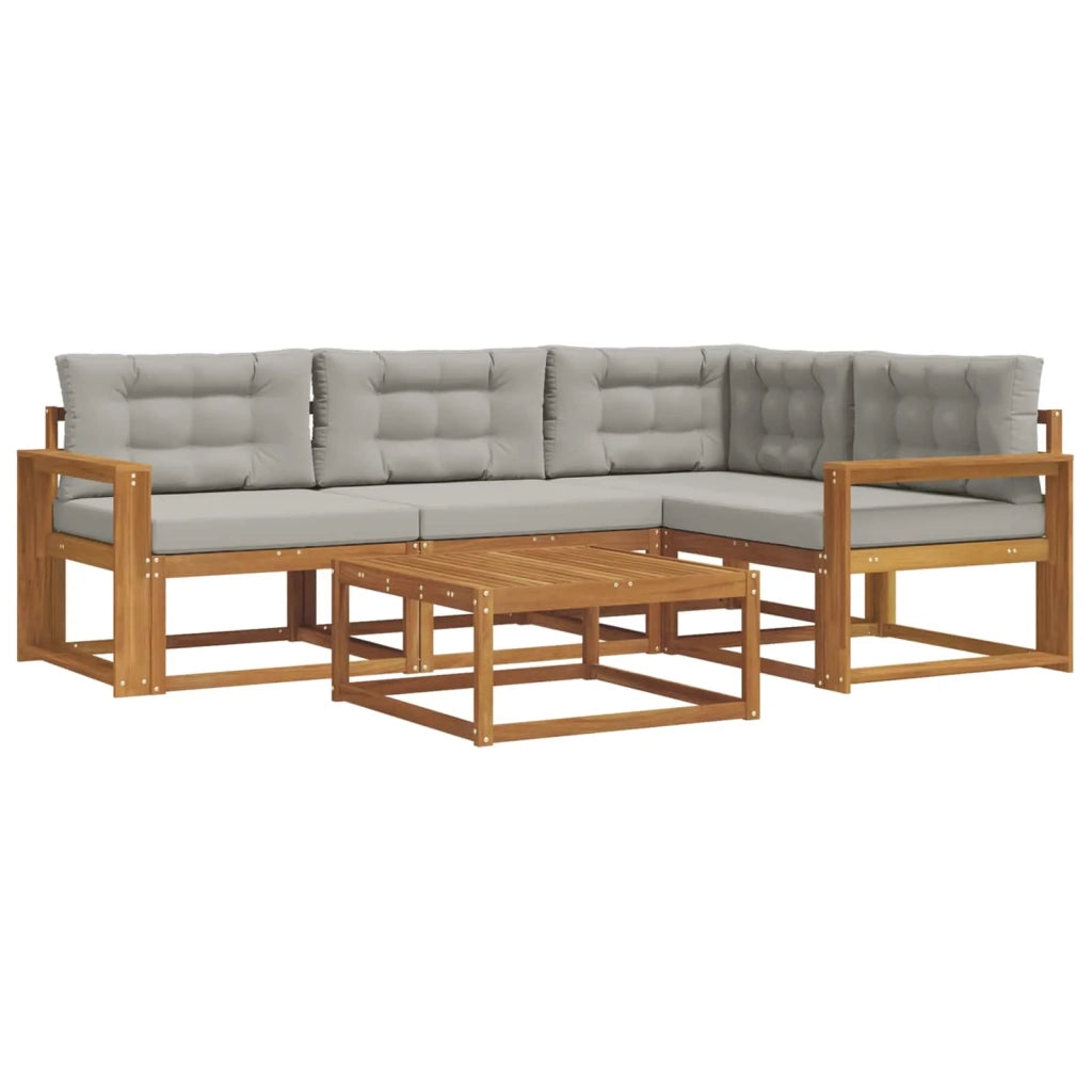 Set di divani da esterno 5 pcs Grigio Naturale e Chiaro 3367549