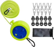 Linea da appendiabiti retrattile portatile anti-avvolgimento da viaggio da 10m con 10 cinghie fisse e 20 ganci per abiti (con borsa di stoccaggio)