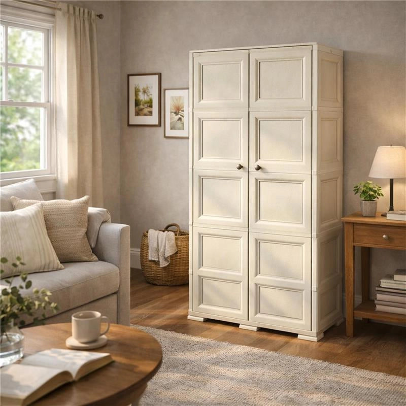 ARMADIO ANGORA 5 MODULI 79X43X203 CM – MOBILE ALTO SALVASPAZIO PER ORGANIZZAZIONE INGRESSO E ZONA GIORNO
