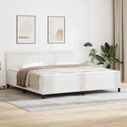 Letto Box Spring  con Materasso Bianco 200x200 cm in Pelle Sintetica
