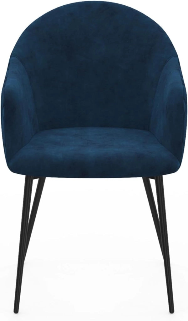 Set di 2 sedie da pranzo e poltrone da tavolo MOLY in velluto goffrato blu anatra
